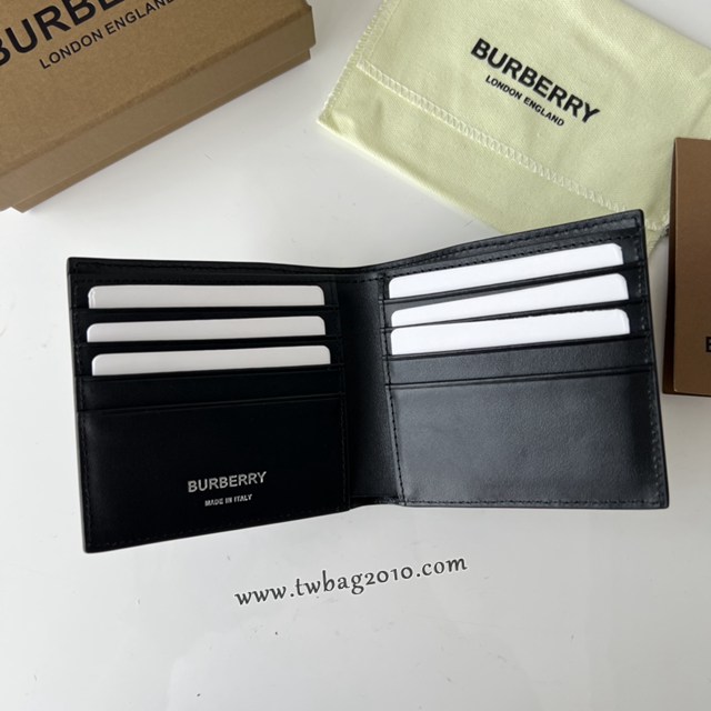 Burberry專門店新款短夾格紋壓花皮革雙折錢夾 巴寶莉男士短夾 yxb1085